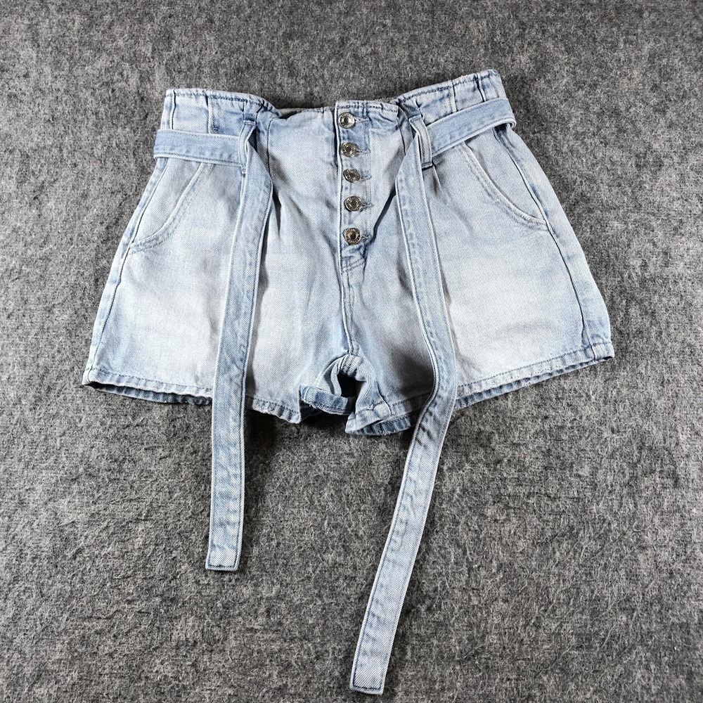 American Eagle Outfitters Shorts Womens 6 Blue Denim Mom Short High Rise Belted